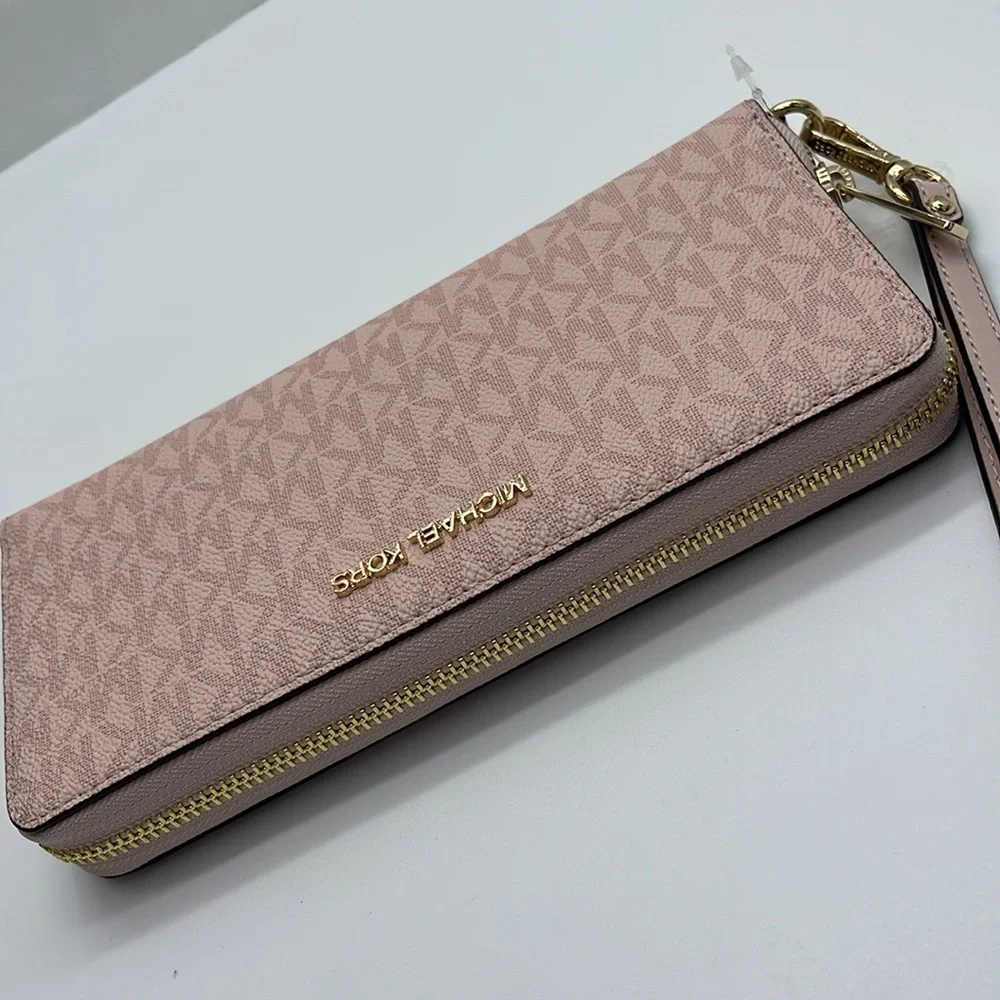 MICHAEL KORS Jet Set Travel Lg Signature Logo Continental Wristlet Phone Holder